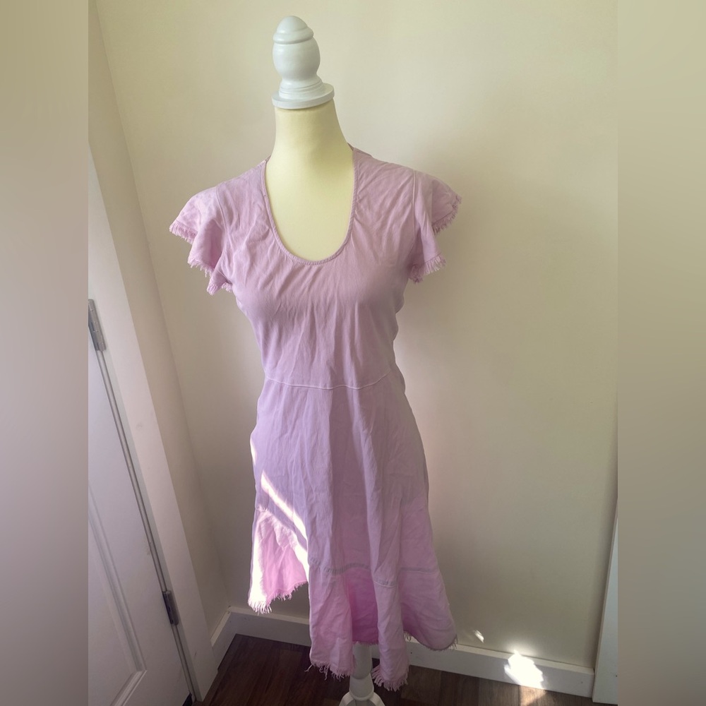 Elegant Pink Ruffle Sleeve Dress